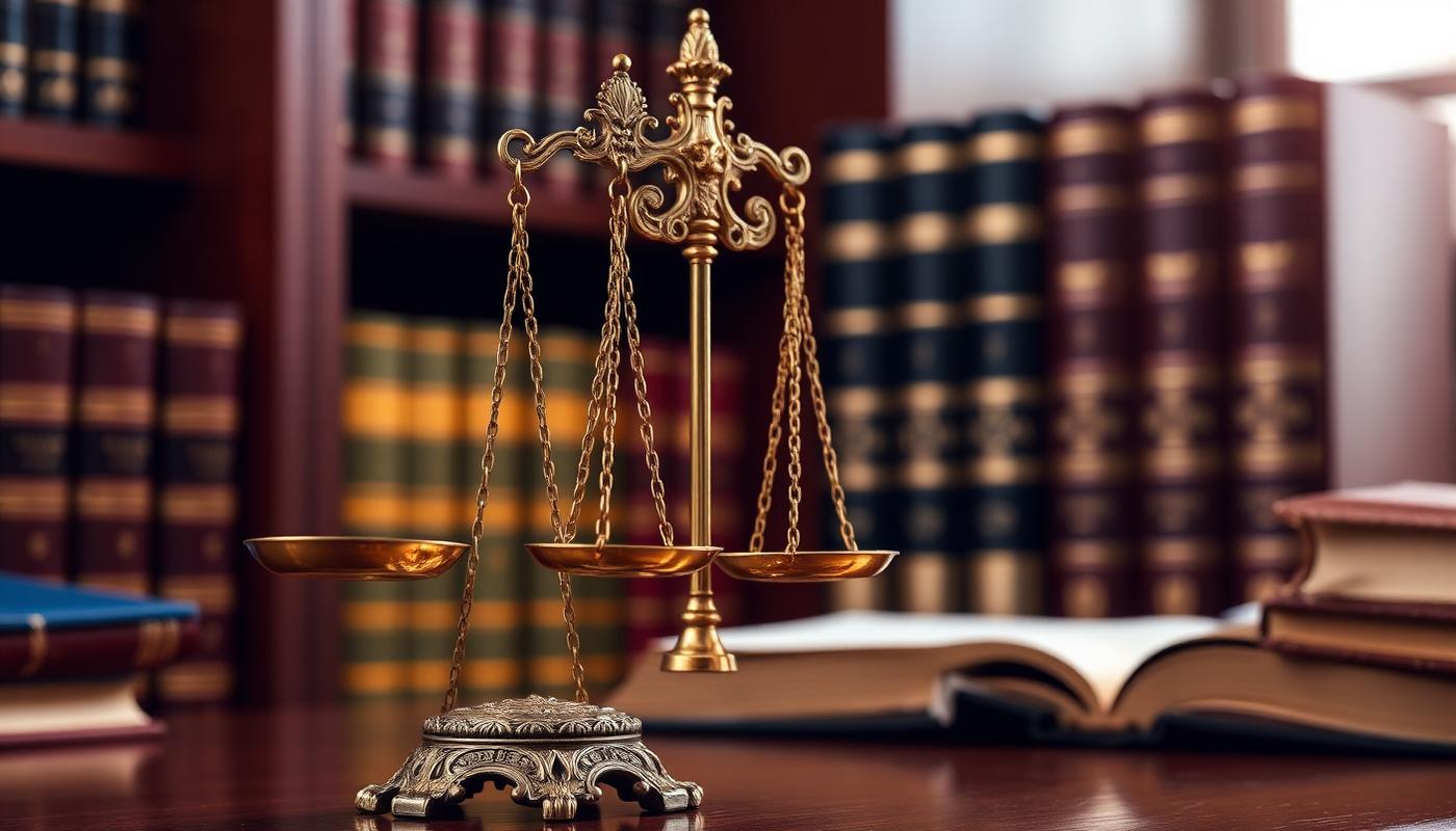 Balance de la justice dorée symbolisant le droit de propriété