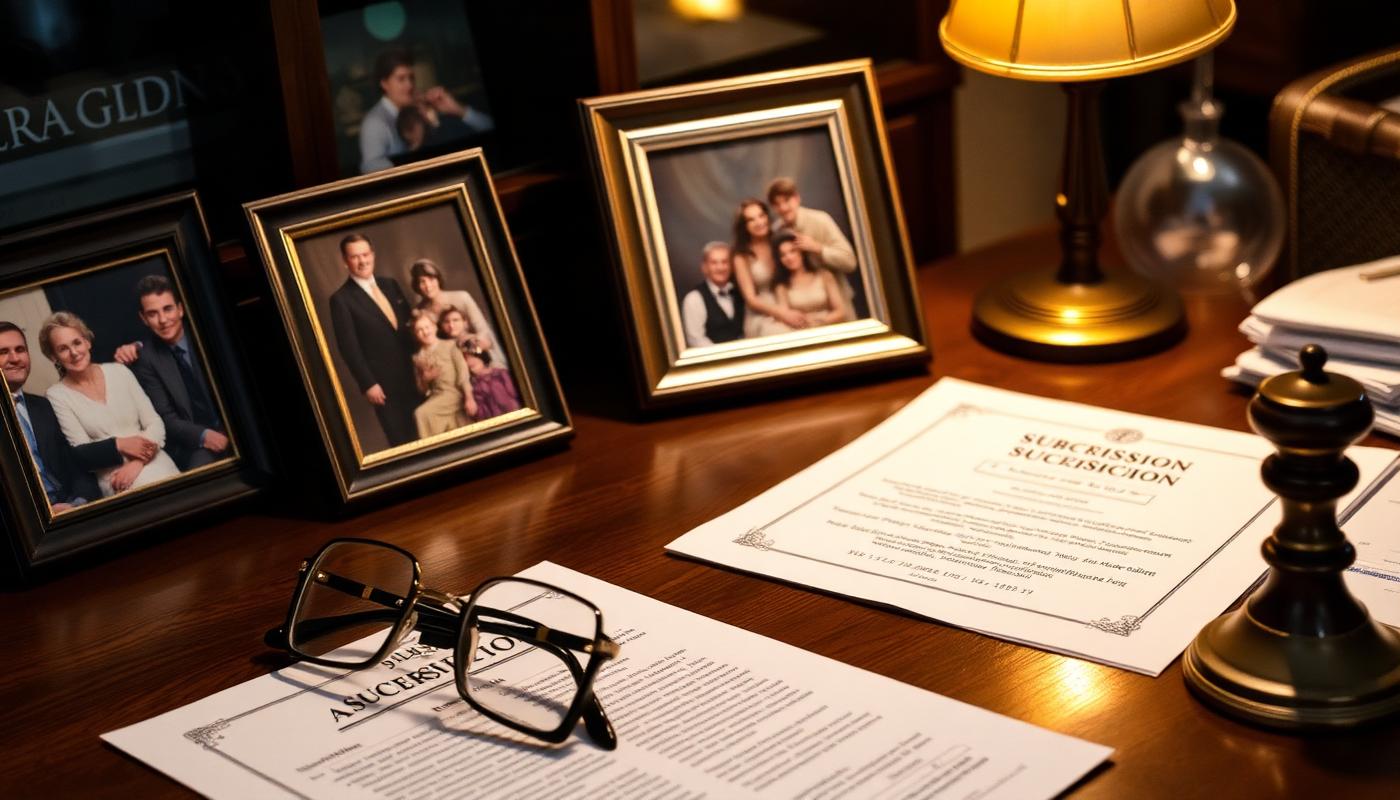 Dossier de succession avec documents notariaux